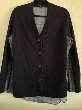 COS Cardigan Oversized Blue Button Plaid Mohair Wool Preppy Quite Luxury S/M